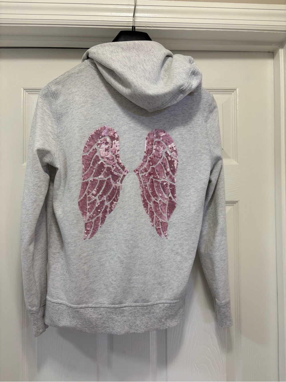Victorias Secret Supermodel ANGEL WING Sequins Bling Super Soft Hoodie Sz small